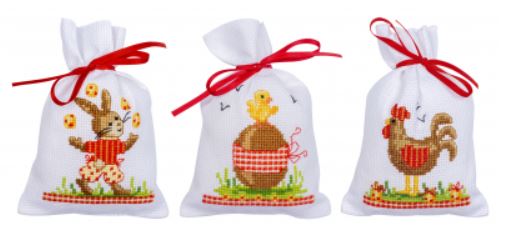 click here to view larger image of Easter Animals Set of 3 Bags (counted cross stitch kit)