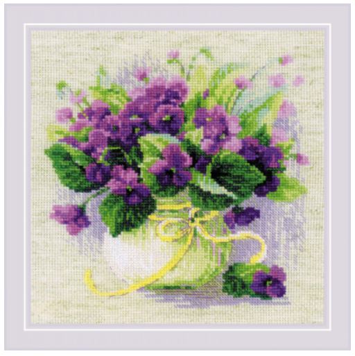 click here to view larger image of Violets in a Pot (counted cross stitch kit)