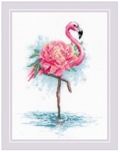 click here to view larger image of Blooming Flamingo (counted cross stitch kit)