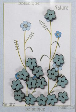 click here to view larger image of 15 Blue Flowers Buttons (button pack)