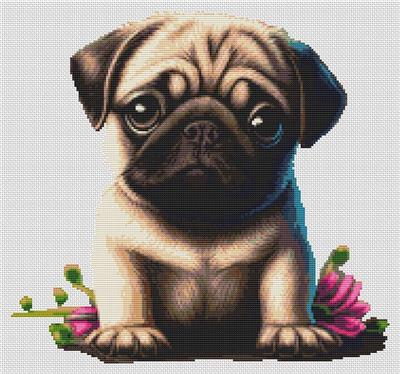 click here to view larger image of Pug and Flowers (chart)