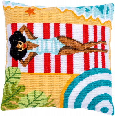 click here to view larger image of Beach Cushion - Angled Clamping Stitch (needlepoint kit)