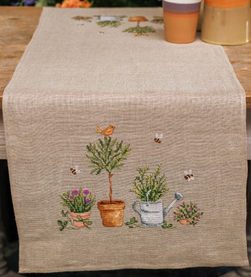 click here to view larger image of Garden Equipment Table Runner (counted cross stitch kit)