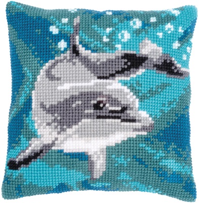 click here to view larger image of Dolphin Cushion (needlepoint kit)