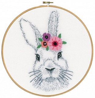 click here to view larger image of Rabbit with Flowers - Embroidery (embroidery kit)