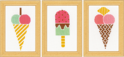 click here to view larger image of Ice Creams Miniature (set of 3) (counted cross stitch kit)