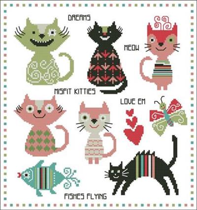 click here to view larger image of Misfit Kitty Cats Colorful (chart)