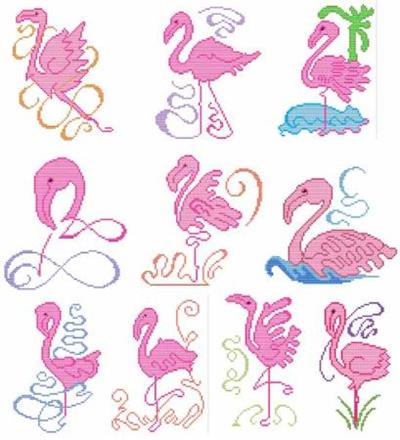 click here to view larger image of Art Deco Flamingos (chart)