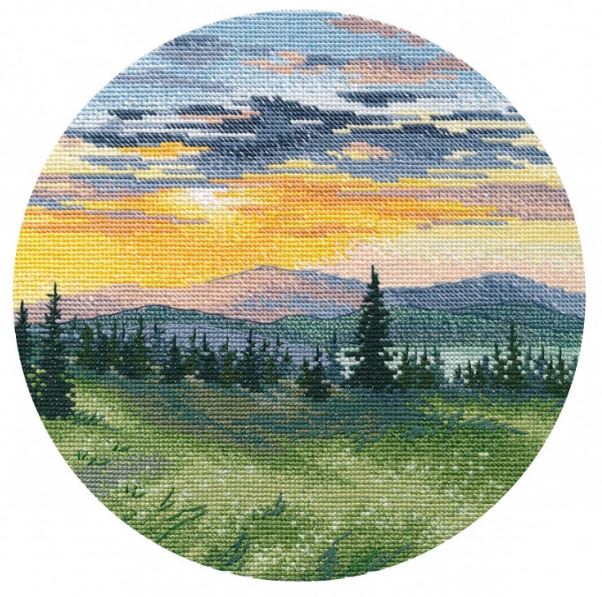 click here to view larger image of Sunset in the Mountains (counted cross stitch kit)