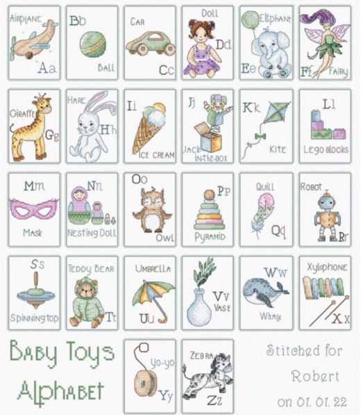 click here to view larger image of Baby Toys Alphabet (counted cross stitch kit)
