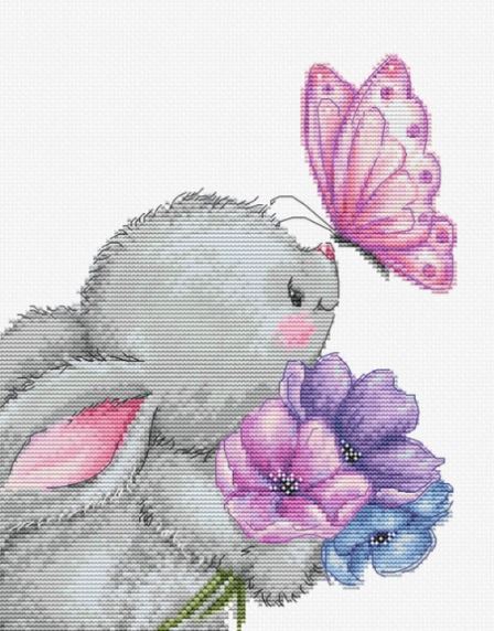 click here to view larger image of Rabbit and Butterfly (counted cross stitch kit)