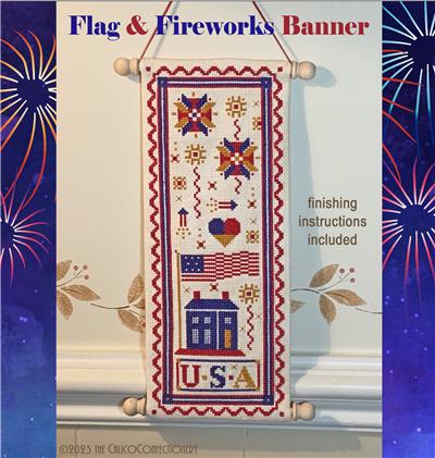 click here to view larger image of Flag & Fireworks Banner (chart)