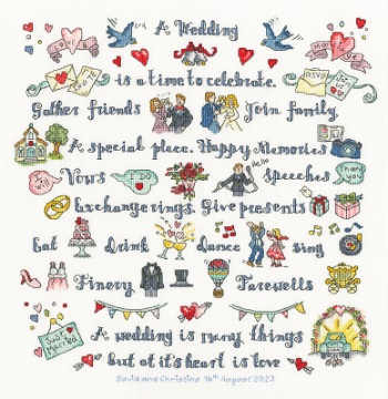 click here to view larger image of Wedding is Many Things, A (counted cross stitch kit)