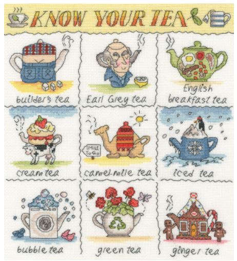 click here to view larger image of Know Your Tea (counted cross stitch kit)