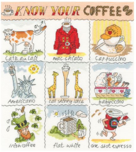 click here to view larger image of Know Your Coffee (counted cross stitch kit)