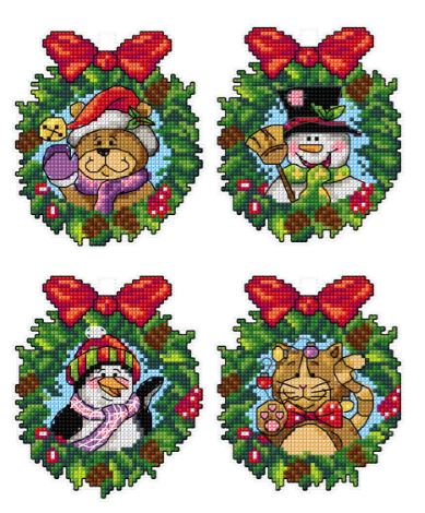 click here to view larger image of Christmas Wreaths (counted cross stitch kit)