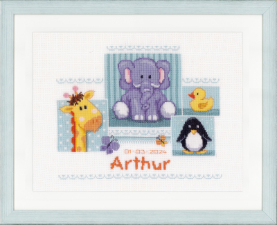 click here to view larger image of Baby Animals Birth Announcement (counted cross stitch kit)