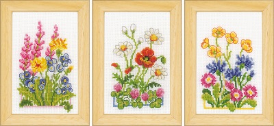 click here to view larger image of Field Flowers (set of 3) Miniature (counted cross stitch kit)