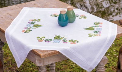 click here to view larger image of Houseplants Tablecloth (counted cross stitch kit)