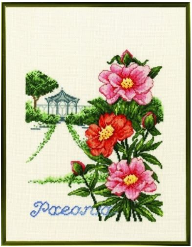 click here to view larger image of Pavilion with Flowers (counted cross stitch kit)