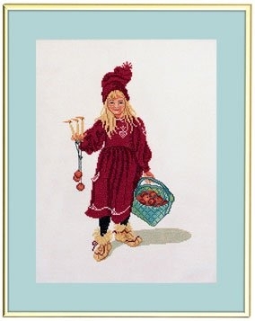 click here to view larger image of Girl with Apple Basket (counted cross stitch kit)