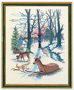 click here to view larger image of Deer in Winter (counted cross stitch kit)