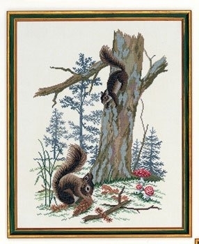click here to view larger image of Squirrels (counted cross stitch kit)