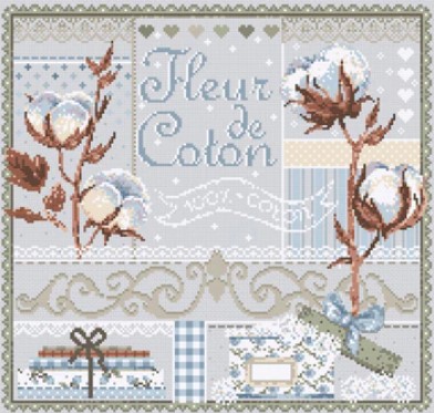 click here to view larger image of Fleur de Coton (KIT) - linen (counted cross stitch kit)