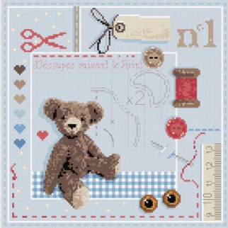 click here to view larger image of Mini - Oscar Bleu KIT - Linen (counted cross stitch kit)