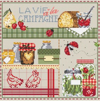 click here to view larger image of Mini - Campagne KIT - Linen (counted cross stitch kit)
