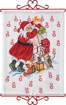 click here to view larger image of Santa & Presents Advent Calendar (counted cross stitch kit)