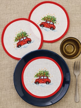 click here to view larger image of Car Plate Doily (3 pcs) (counted cross stitch kit)
