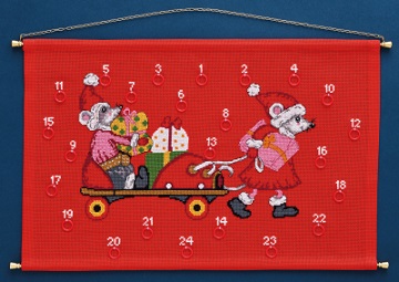 click here to view larger image of Mouse in Rollerskate Advent Calendar (counted cross stitch kit)