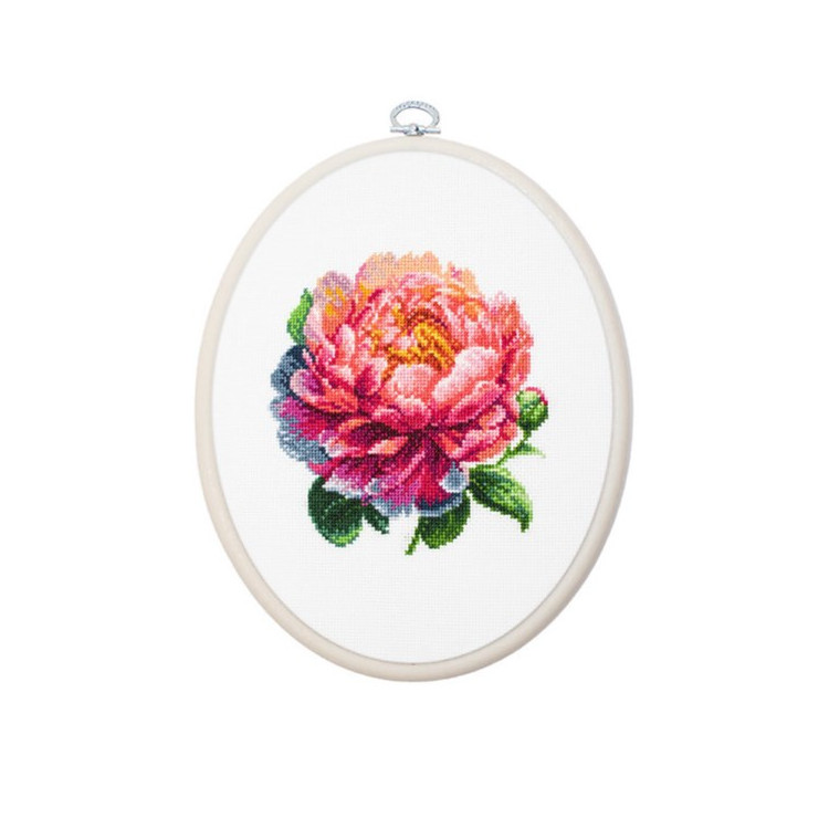 click here to view larger image of Coral Charm Peony (counted cross stitch kit)