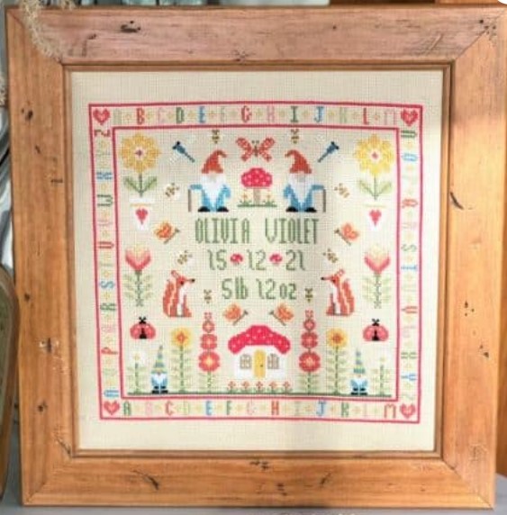 click here to view larger image of Gnome Garden KIT - 32CT Linen (counted cross stitch kit)