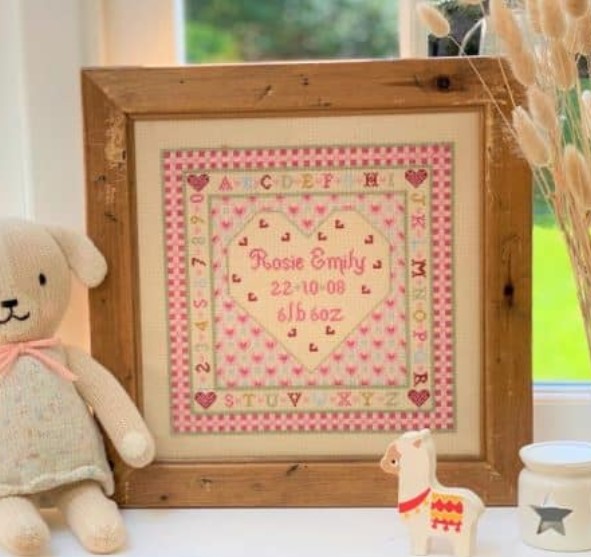 click here to view larger image of Heart Birth KIT - 16ct Aida (counted cross stitch kit)