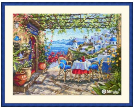 click here to view larger image of Santorini - View from Terrace (counted cross stitch kit)