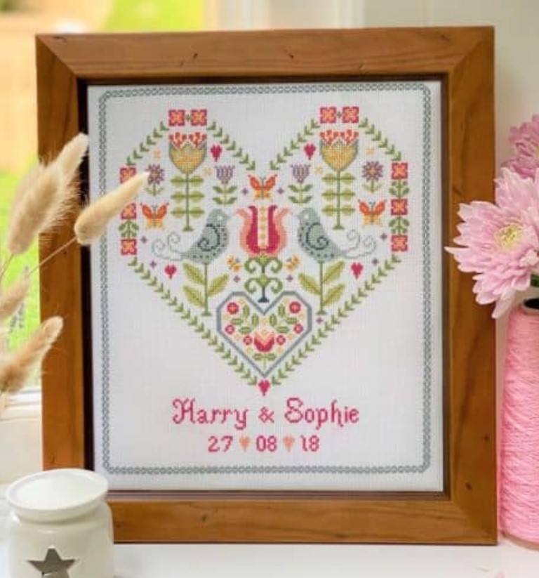 click here to view larger image of Scandi Heart Wedding Sampler Chart (chart)