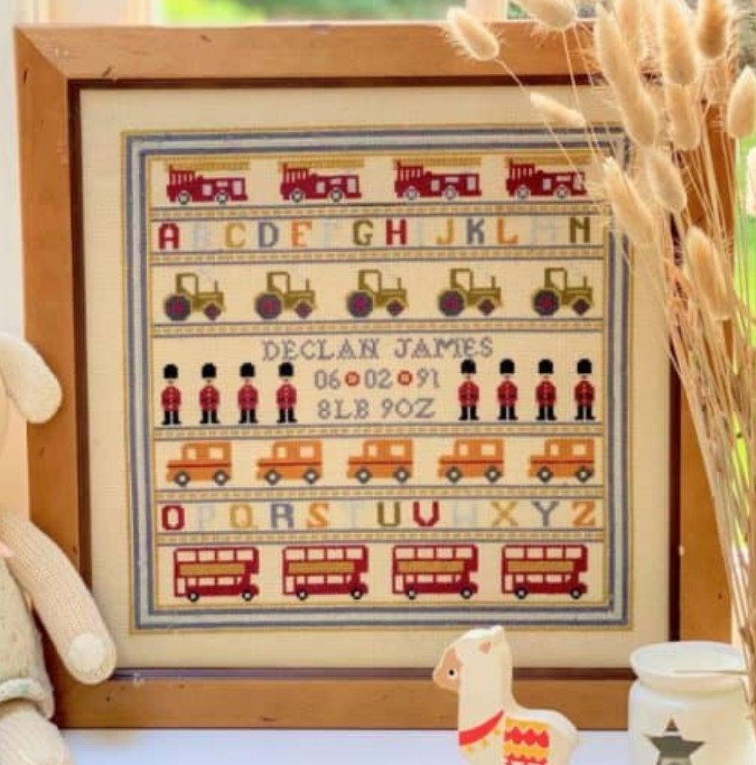 click here to view larger image of Soldier Soldier Birth Sampler Kit -16ct Aida (counted cross stitch kit)