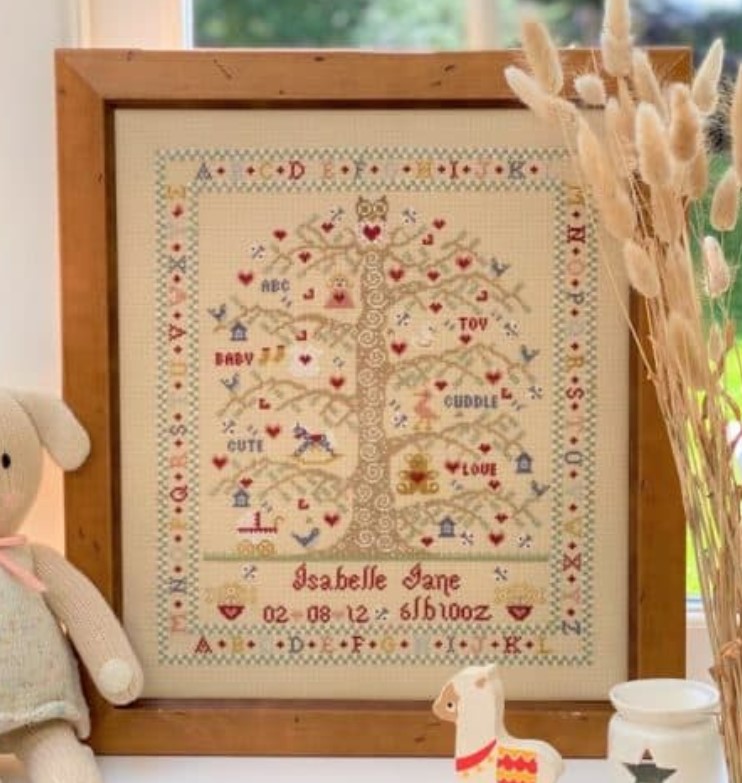 click here to view larger image of Tree A-Z Girl Sampler Kit - 32ct Linen (counted cross stitch kit)