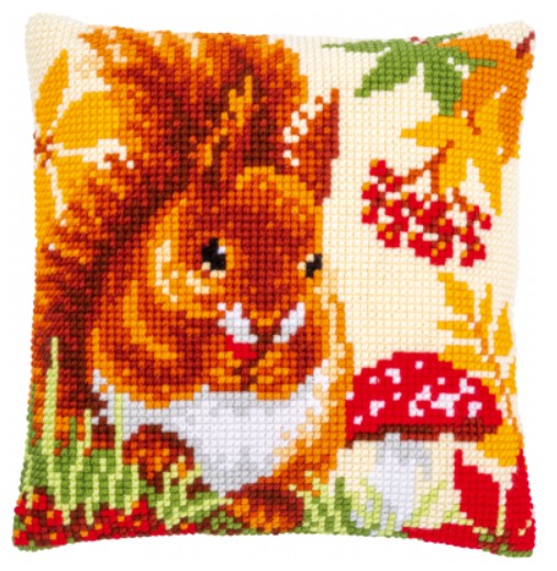 click here to view larger image of Squirrel in Autumn Cushion (needlepoint kit)