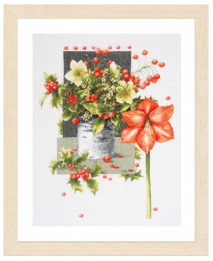 click here to view larger image of Holly Jolly Amaryllis  (counted cross stitch kit)