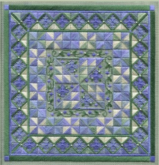 click here to view larger image of Periwinkle Pinwheels w/Beads (counted canvas chart)