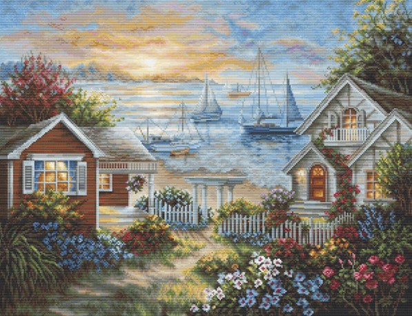 click here to view larger image of Tranquil Seafront (counted cross stitch kit)