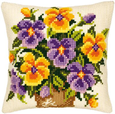 click here to view larger image of Cushion - Pansy Posy (needlepoint)