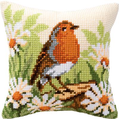 click here to view larger image of Cushion - Robin (needlepoint)