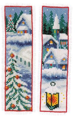click here to view larger image of Winter Villages Bookmarks (counted cross stitch kit)