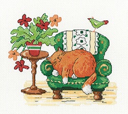 click here to view larger image of Sleeping Cat - Karen Carter  (counted cross stitch kit)