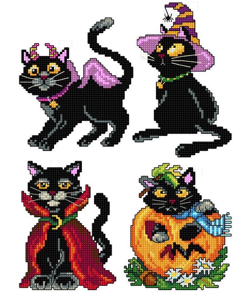 click here to view larger image of Halloween Cats (counted cross stitch kit)