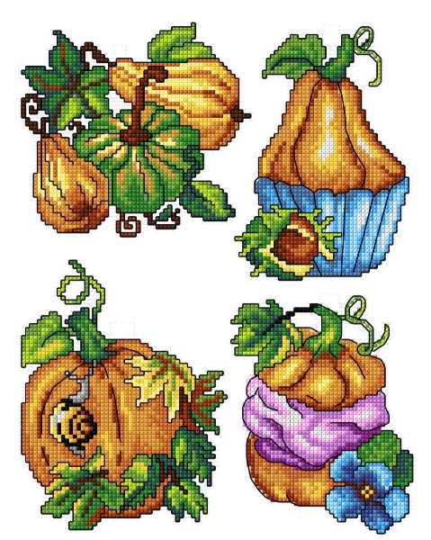 click here to view larger image of Pumpkins (counted cross stitch kit)